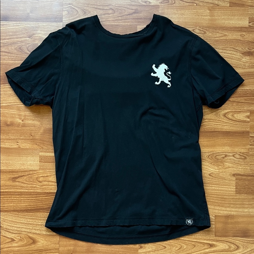 Express Black Tee with White Lion Emblem